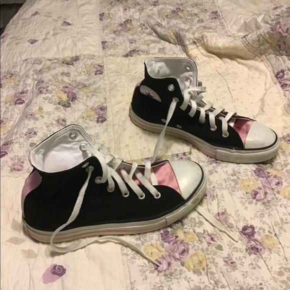 Converse Allstars High Tops Size 3 Pnk/Blk/Wht EUC - Picture 2 of 6